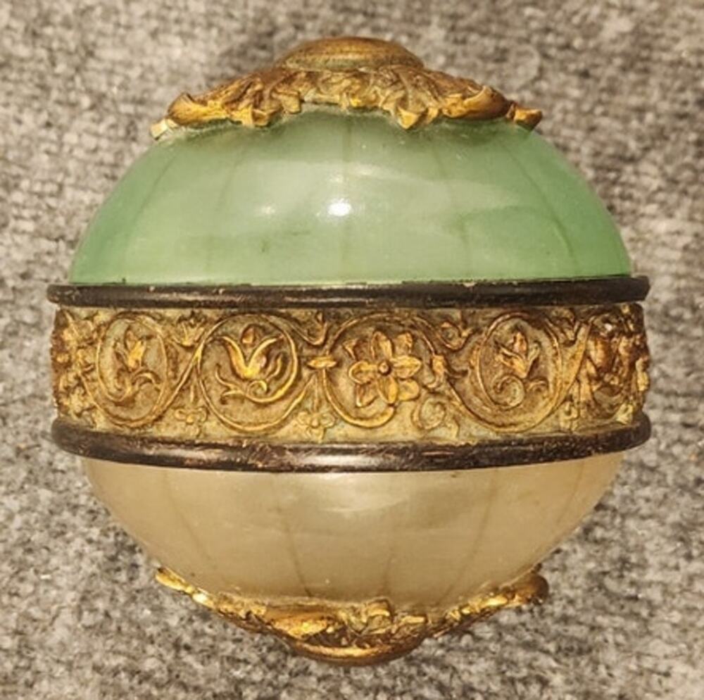 Vintage Brass & Clear Glass Decorative Sphere Orb 4.5 Inch Tabletop Accent
